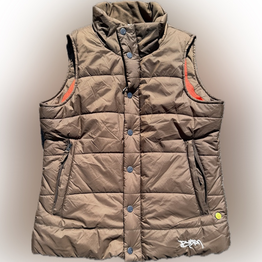 Brown Burton Women’s Zipper Button Puffer Vest